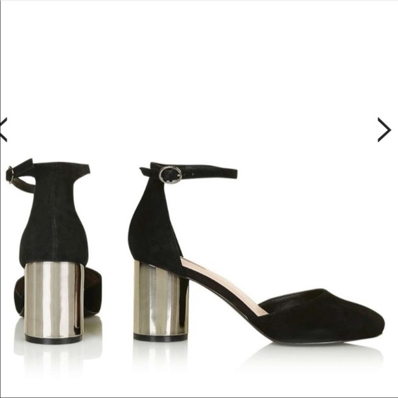 TopShop Jagga round toe‎ suede metallic block round heel size 8 NEW - Picture 3 of 7